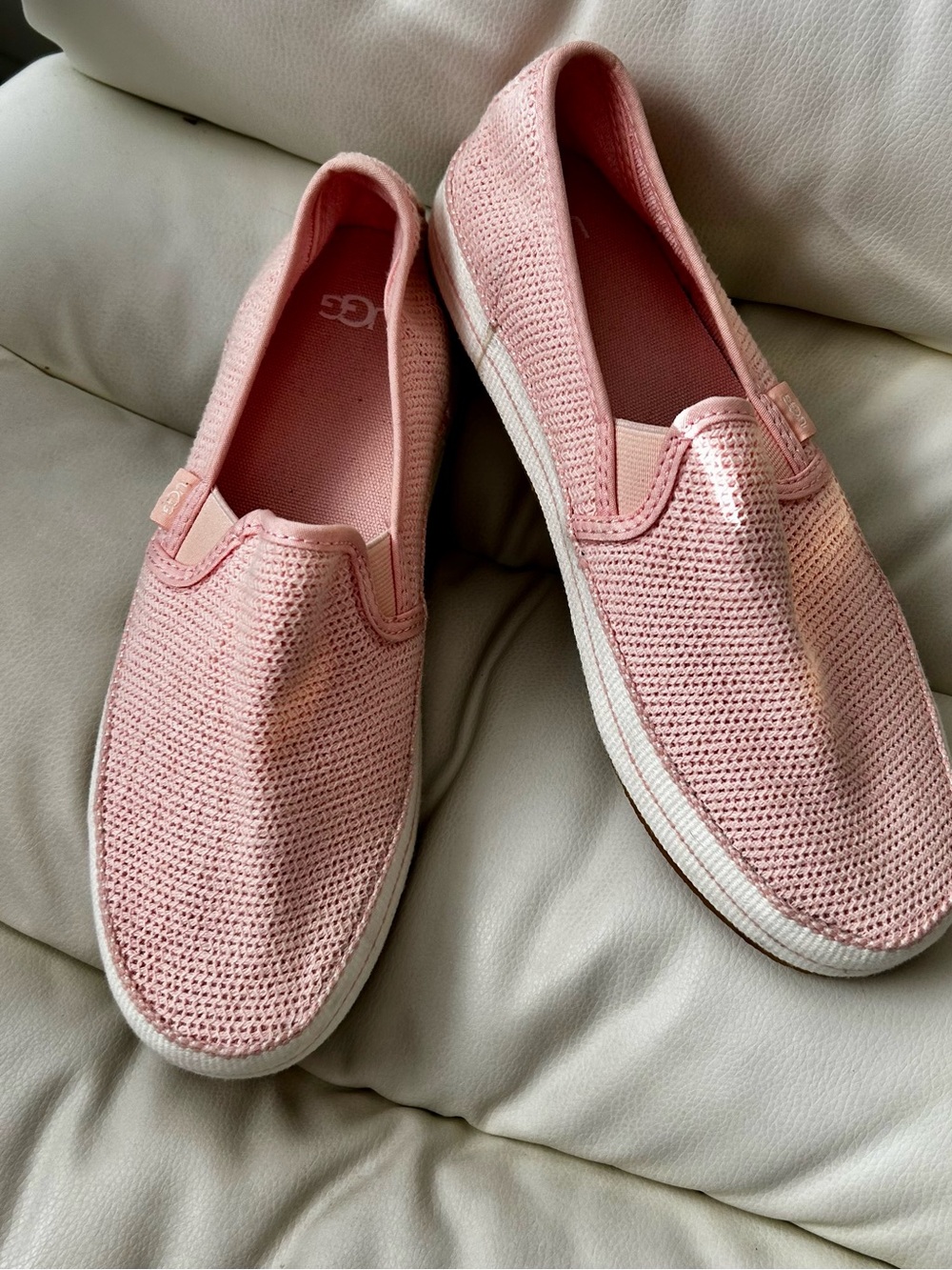 UGG Pink Knit Slip-On Sneakers